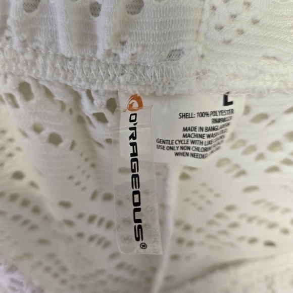 O'rageous Lace Sheer Wide Leg Swim Cover Up Pants White L - Picture 5 of 7